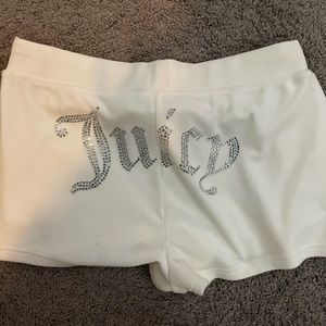 Juicy Couture Urban Outfitters Velour Booty Short White L Rear Logo Rhinestone